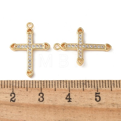 Brass Micro Pave Clear Cubic Zirconia Pendants KK-Q031-35G-04-1