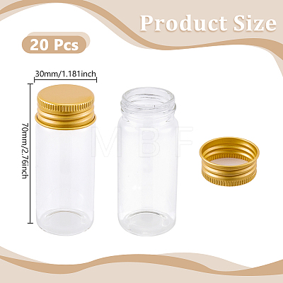 20Pcs Clear Glass Bottles Bead Containers CON-AR0001-16C-1