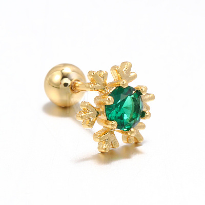 Snowflake Brass Cubic Zirconia Stud Earrings FS-WGD4C14-10-1