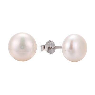 Pearl Ball Stud Earrings EJEW-Q701-01B-1