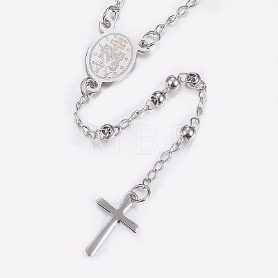Non-Tarnish 304 Stainless Steel Rosary Bead Necklaces X-NJEW-I205-14P-1