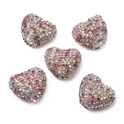 Sparkling Acrylic Heart Beads with Rhinestone Embellishment OACR-NH0001-02B-02-1