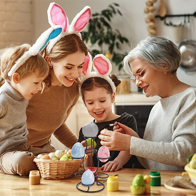 7-Slot Iron Easter Egg Display Stands ODIS-WH0058-21B-EB-1