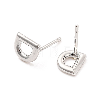 Brass Hollow Out Initial Letter Stud Earrings for Women EJEW-A044-01P-D-1