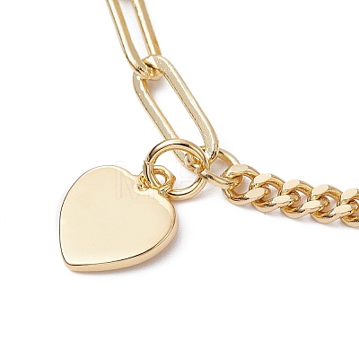 Brass Heart Charm Bracelets BJEW-JB09843-1