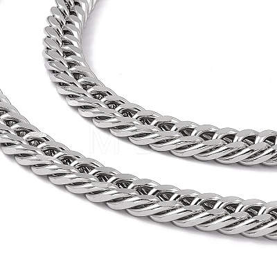 201 Stainless Steel Cuban Link Chain Necklace with 304 Stainless Steel Clasps for Men Women NJEW-M194-01B-P-1
