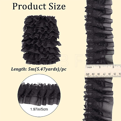 5M Double-Layer Pleated Polyester Chiffon Lace Trim OCOR-GF0006-69A-1