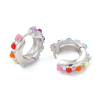 Colorful Resin Beaded Hoop Earrings EJEW-P215-04P-1
