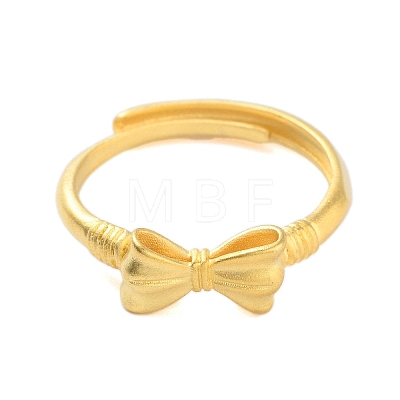 Bowknot Brass Adjustable Rings for Women RJEW-L120-016G-02-1