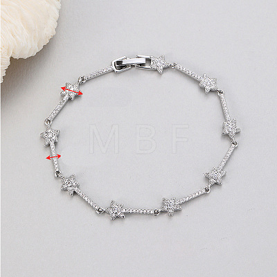 Brass & Clear Cubic Zirconia Link Chain Bracelets WG4C692-02-1