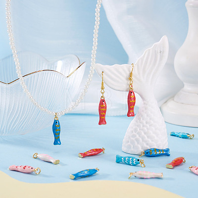 10Pcs 5 Colors Brass Enamel Pendants KK-TA0008-42-1