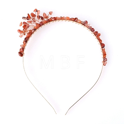 Carnelian with Metal Hair Bands PW-WG4CD56-03-1