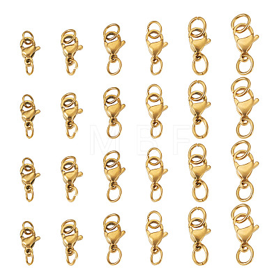 30Pcs 6 Styles 304 Stainless Steel Lobster Claw Clasps STAS-TA0001-83G-1