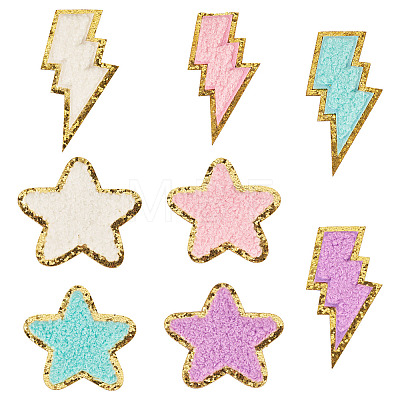 8Pcs 8 Colors Polyester Self-adhesion Embroider Thread Iron on/Sew On Patches PATC-TA0001-35-1