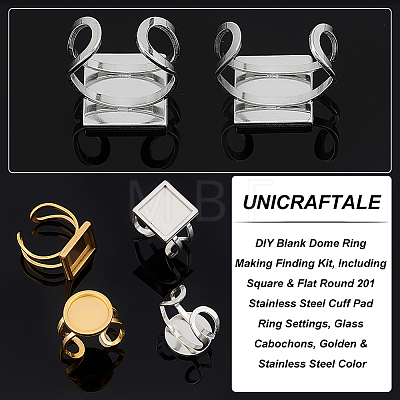 Unicraftale DIY Blank Dome Ring Making Finding Kit DIY-UN0003-98A-1