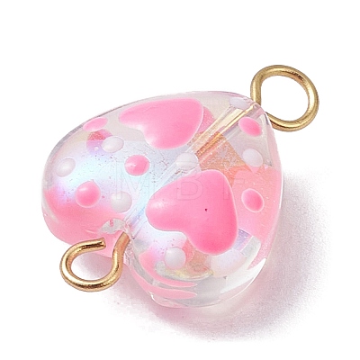 Glass Enamel Heart Links Connector Charms PALLOY-JF02487-1
