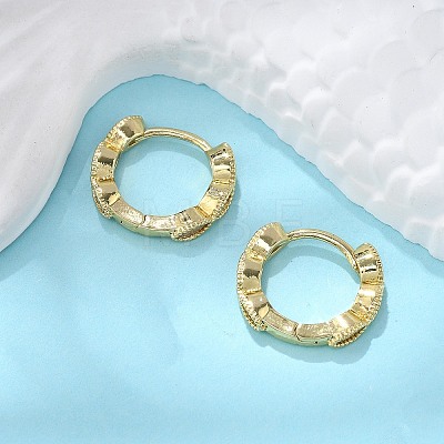 Brass Micro Pave Cubic Zirconia Huggie Hoop Earrings LS-EJEW-K083-34G-B-1