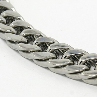201 Stainless Steel Cuban Link Chain Necklaces NJEW-F039-23-1