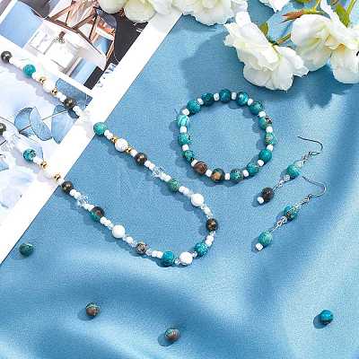 Dyed Natural Ocean Agate/Ocean Jasper Round Beads Strands G-AR0002-55-1
