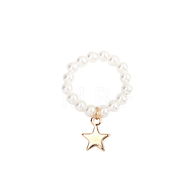 Plastic Imitation Pearl & Alloy Finger Rings FS-WG241E1-15-1