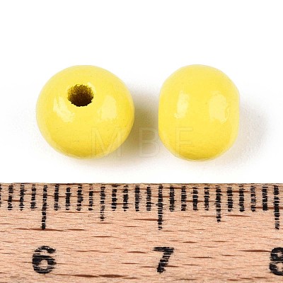 Spray Painted Round Natural Schima Wood Beads WOOD-A018-8mm-04-1