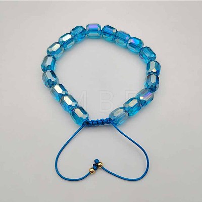 Adjustable Electroplated Faceted Cube Glass Braided Beaded Bracelets for Women Men DM4334-5-1