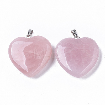 Natural Rose Quartz Pendants X-G-S364-006-1