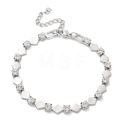 304 Stainless Steel Rhinestone Cup Chain Bracelets for Women BJEW-F488-26G-P-1