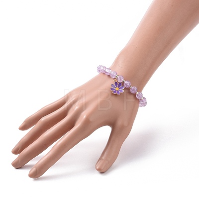 Alloy Enamel Flower Charm Bracelets BJEW-JB09046-1
