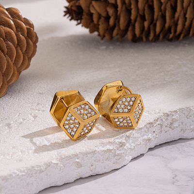 Cube 304 Stainless Steel Hoop Earrings EU5379-1