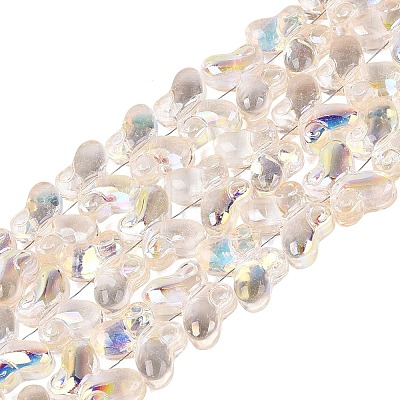 Baking Paint Electroplate Transparent Glass Beads Strands EGLA-Q136-03A-02-1