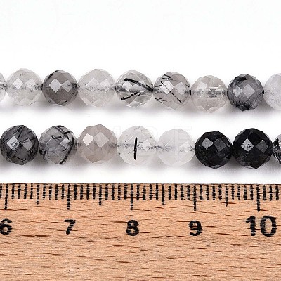 Natural Black Rutilated Quartz Bead Strands G-S345-6mm-30-1