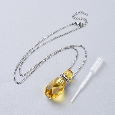 Natural Gemstone Perfume Bottle Pendant Necklaces NJEW-F251-11P-1