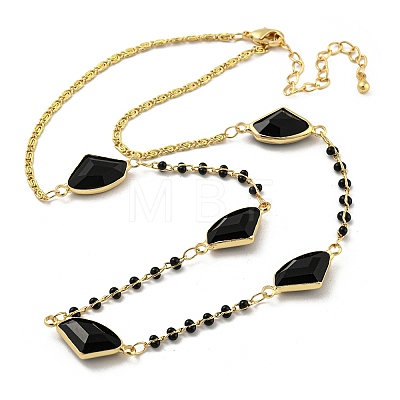 Faceted Fan Glass Beads Bib Necklaces NJEW-R263-20G-1