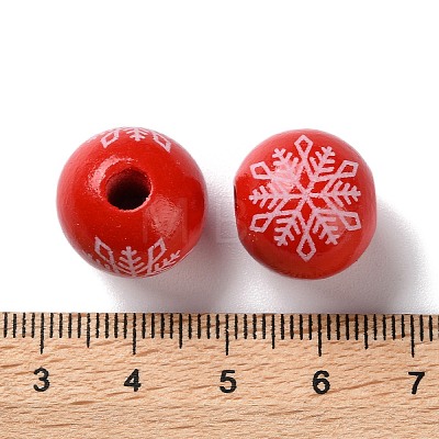 Printed Wood European Beads WOOD-Z002-08J-1