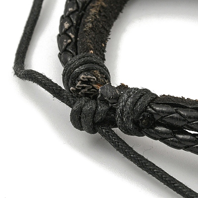 PU Imitation Leather Braided Cord Bracelets BJEW-G709-07B-AS-1