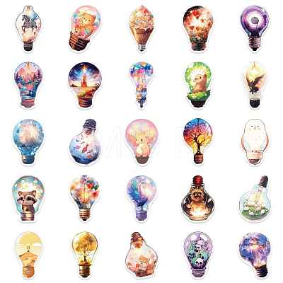 Light Bulb PVC Self Adhesive Stickers STIC-PW0017-05-1