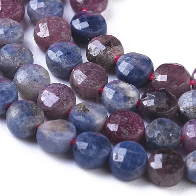 Natural Red Corundum/Ruby and Sapphire Beads Strands G-I249-A30-1