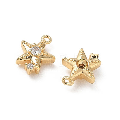 Brass Micro Pave Clear Cubic Zirconia Charms KK-P355-01F-G-1