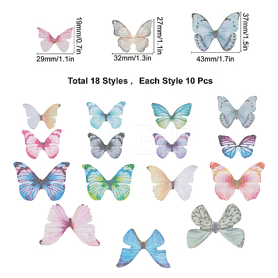 180Pcs 18 Style Polyester Fabric Wings Crafts Decoration DIY-SC0019-38-1