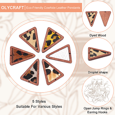 Olycraft 12Pcs 6 Style Eco-Friendly Cowhide Leather Pendants FIND-OC0001-92-1