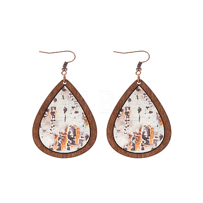 Wood Dangle Earrings FS-WG89FD2-04-1