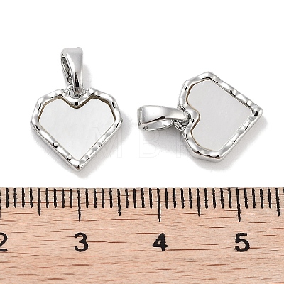 Brass Pave Natural Shell Heart Charms KK-C051-19P-1