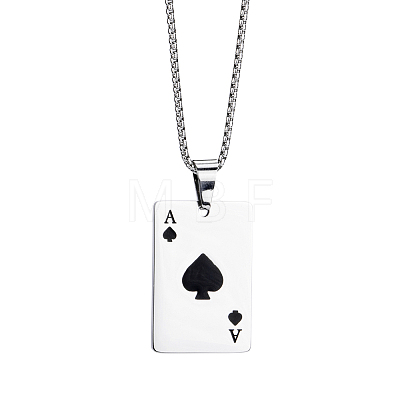 Stylish Stainless Steel Enamel Playing Card Pendant Necklaces for Women's Daily Wear OW0316-2-1