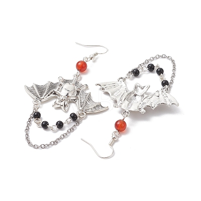 Alloy with Glass Chain Dangle Earrings EJEW-TA00433-1