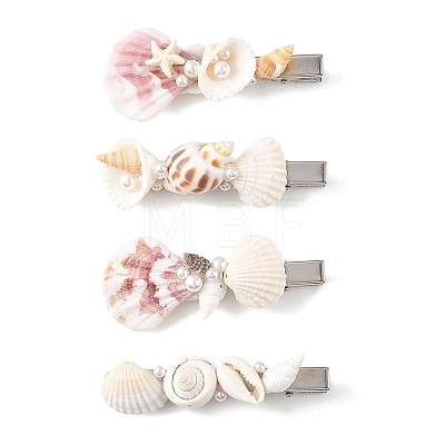 4Pcs 4 Styles Natural Shell Alligator Hair Clips PHAR-TA000014-1