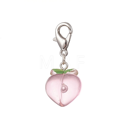 Transparent Peach Resin Pendant Decorations HJEW-JM00889-1