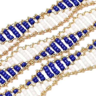 Handmade Glass Seed Beaded Chains CHC-K017-01G-01-1