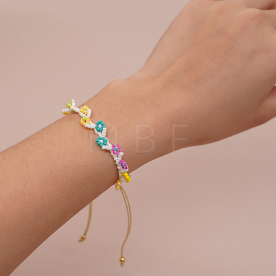 Handmade Glass Seed Bead Woven Flower Braided Bracelets RV1845-1