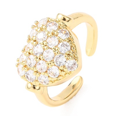Brass Micro Pave Cubic Zirconia Cuff Open Rings RJEW-C153-02G-1